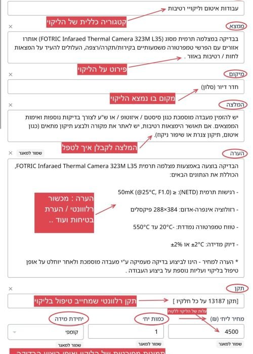 דוח ליקויי לדוגמא 1